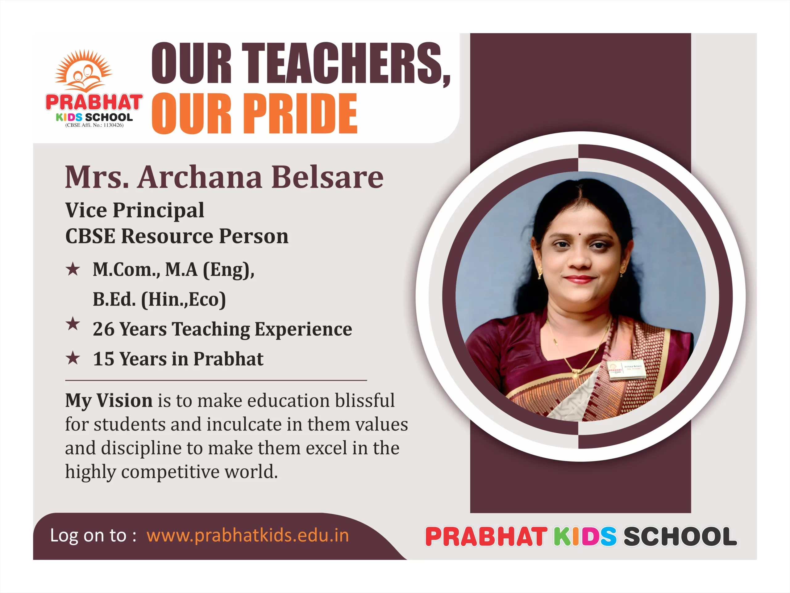 Profile of Mrs. Archana Belsare (Vice Principal)